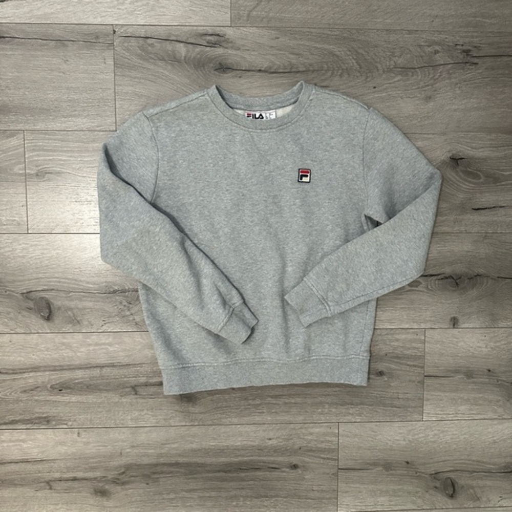 Fila logo pullover heather grey crewneck sweatshirt small